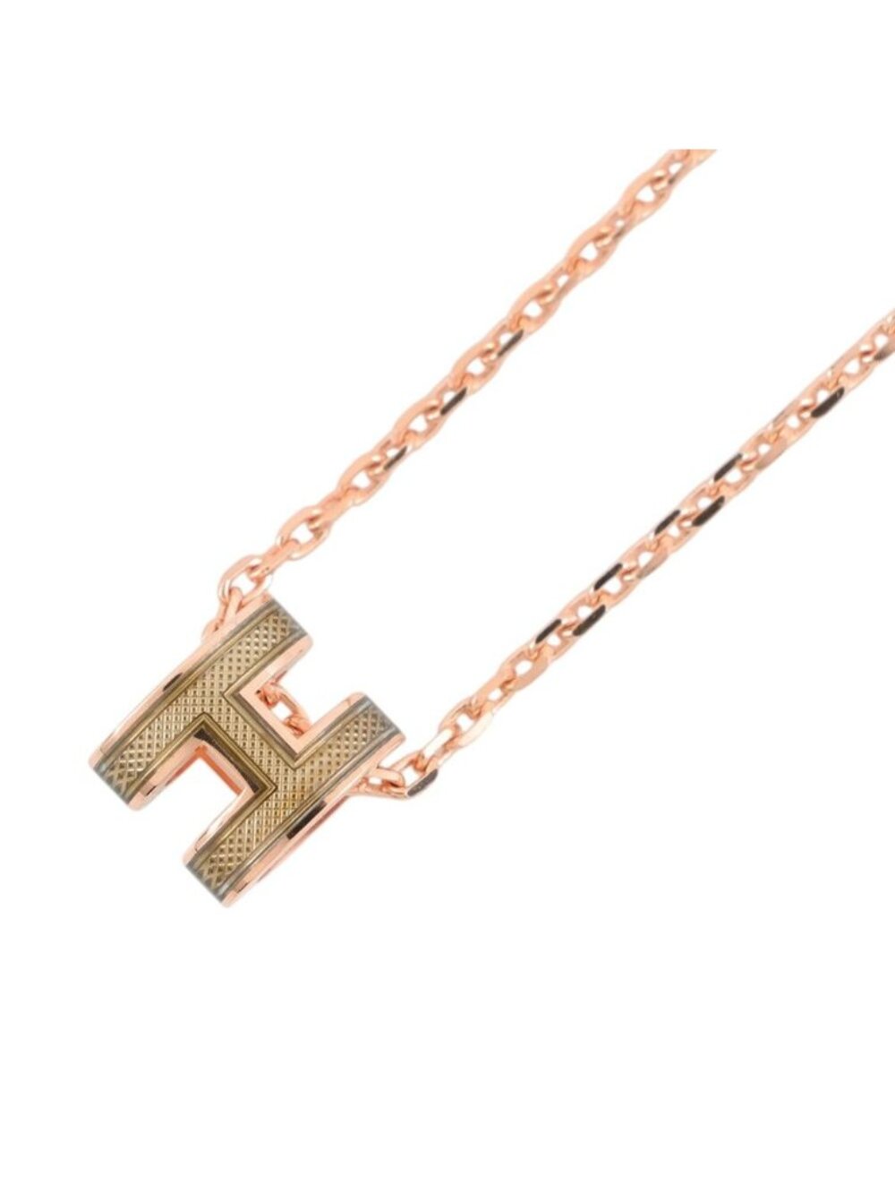 Hermes Necklace Mini Pop H Splash H Bronze Dore Pink Gold